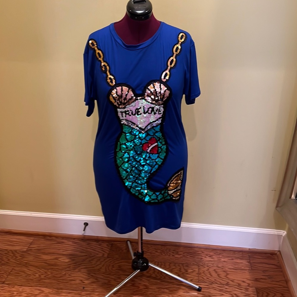 Blue Mermaid Sequined Top